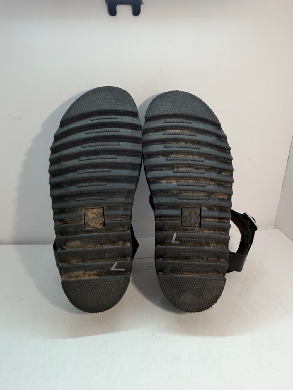 Dr. Martens Black and White Cowhide Platform Sandals - Picture 7 of 10